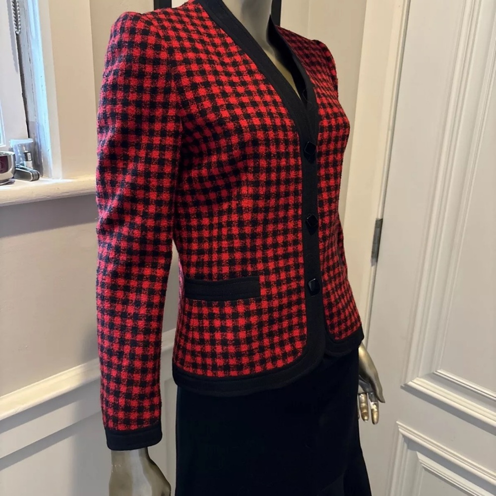GIVENCHY Classic /Red Black  Houndstooth Jacket VGC Sz 38/8